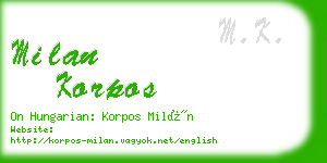 milan korpos business card